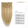 Picture of Aison Clip in Hair Extensions Real Human Hair Strawberry Blonde to Bleach Blonde Clip in Hair Extensions Human Hair 15 Inch Straight Double Weft Remy Hair Extensions Clip in Human Hair 70g 7pcs