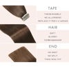 Picture of Human Hair Tape in Extensions, Darkest Brown Hair Extensions Real Human Hair 20 Inch 20pcs Remy Straight Tape ins Invisible Tape in Hair Extensions Human Hair (4#,20 Inch)