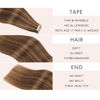 Picture of Human Hair Tape in Extensions, Darkest Brown to Medium Brown Extensions Real Human Hair 20 Inch 20pcs Remy Straight Tape ins Invisible Tape in Hair Extensions Human Hair (P2/10#,20 Inch)