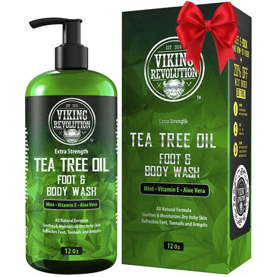 Picture of Viking Revolution Tea Tree Body Wash Soap for Men - Helps Athlete's Foot, Jock Itch, Eczema & Body Odors - Extra Strength Tea Tree Oil Men's Body and Foot Wash