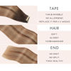 Picture of Chestnut Brown to Light Brown Mixed Light Blonde Tape in Hair Extensions Human Hair, 20pcs 16 Inch Remy Hair Extensions Straight Human Hair Tape in Extensions Skin Weft for Women (2/6/18K#,16 Inch)