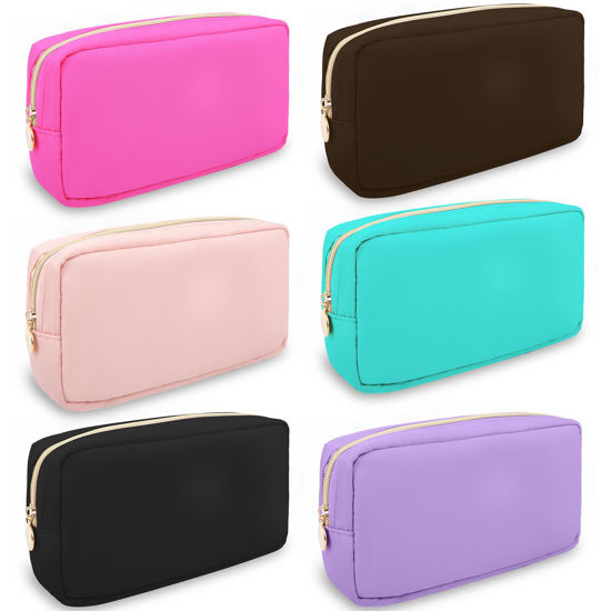 Picture of UIXIZQ 6 Pcs Waterproof Small Makeup Bag Pouch for Purse,Nylon Travel Toiletry Storage Bag Cute Preppy Cosmetic Bag for Women Girl,Durable Makeup Organizer Bag Skincare Bag Purse with Zipper for