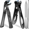 Picture of Toenail Clippers for Thick Nails for Seniors, Angled Head Large Toe Nail Clippers for Men Women with Catcher, Heavy Duty Fingernail Clippers with Wide Opening Long Handle Nail Cutter with File, Black