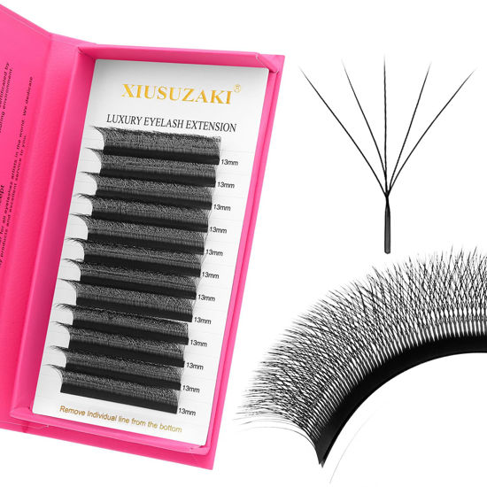 Picture of Lash Extensions 6D Eyelash Extensions W Lashes 0.07mm Thickness D Curl Lashes Mix 8-15mm Soft Lash Trays Pestañas Pelo a Pelo Natural Matte Black False Eyelashes Individual Lashes(W-6D-0.07-D,8-15mm)