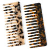 Picture of TaShow Hair Detangling Comb, 2 Pack Large Cellulose Acetate Wide Tooth Comb for Wet and Dry Hair, Women's Thick Curly Wavy Hair (Tortoise Shell, Ivory)