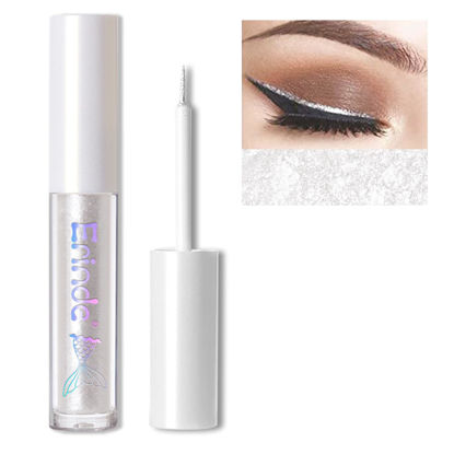 Picture of Erinde Liquid Glitter Eyeshadow Eyeliner, Metallic Shimmer Glitter Eyeshadow Liner, High Pigment Colored Eyeliner, Waterproof Long Lasting Sparkle Christmas Eye Makeup for Women, Pearl White