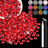 Picture of 1200PCS 6mm Resin Rhinestones in Bulk (Red), Bedazzling Flatback Crystals for Crafts DIY Nail Decoration, Gems Charms for Tumbler Shoes Clothing Fabric with Pickup Pen and Tweezers