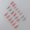 Picture of 24Pcs Press on Nails Medium French Square Fake Nails Glitter Heart/Love False Nails Glossy Acrylic Glue on Nails Full Cover Stick on Nails for Women Decorations