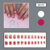 Picture of RTKHFZE Short Press on Nails French Tip Nails Press Ons Square Fake Nails with Pink and white Floral Designs False Nails Full Cover Acrylic Nails for Women and Girls 24Pcs