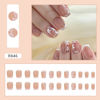 Picture of RTKHFZE Press on Nails French Tip Short Fake Nails Square Acrylic Nails with Cute Flower Designs Artificial Nails Pink False Nails Stick on Nails for Women Manicure 24Pcs