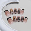 Picture of RTKHFZE Short Press on Nails Square Black Butterfly Fake Nails with Design Exquisite Stick on Nails Full Cover Acrylic Glossy Glue on Nails Artificial Nails for Women Manicure Decorations 24Pcs