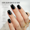 Picture of Soft Gel Press on Nails Square - SHANGMENG Black Press on Nails Short for Women Gift, Fit Perfectly & Natural Stick on Nails with Glue in 16 Sizes - 32 Reusable Fake Nails, Classic Black