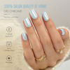 Picture of SHANGMENG Chrome Press on Nails Square - Soft Gel Blue Glazed Press on Nails Short for Women Gift, Glossy & Natural Stick on Nails with Glue in 16 Sizes - 32 Reusable Fake Nails, Aurora Light Blue
