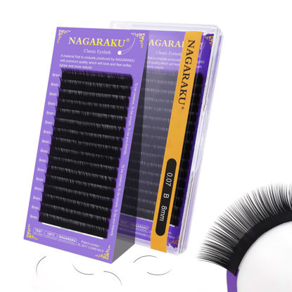 Picture of NAGARAKU Eyelash Extensions Individual Lashes Extensions Classic Lash Matte Black 16 Rows Soft Natural Matte Black Professional Beauty Salon Lash Supplies -0.07B 8mm