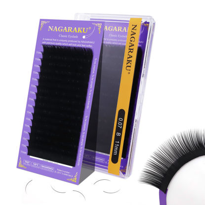 Picture of NAGARAKU Eyelash Extensions Individual Lashes Extensions Classic Lash Matte Black 16 Rows Soft Natural Matte Black Professional Beauty Salon Lash Supplies -0.07B 11mm