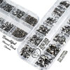 Picture of 2630Pcs Mine Black Nail Rhinestones 120 Multi Shapes Metallic Black Big Gems Nail Charms +2510 Flatback Rhinestones Round Beads K9 Glass Stones Nail Art Diamonds Jewels for Nails Eyes Makeup Crafts
