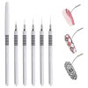 Picture of 5pcs Nail Art Liner Brushes,Liner Brush For Nails,Nail Art Brush For Long Lines,Thin Details,Fine Drawing,Liner Brush UV Gel Polish Painting Nail Design Sizes 7/9/11/20/25mm(Silver)