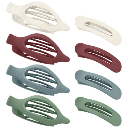 Picture of obeoby 8 PCS Flat Hair Clips, Neutral Color Flat Claw Clips 2 Styles Hair Claws for Women Girls Thin Hair