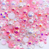 Picture of Briskbloom 60g Flatback Pearls and Rhinestones for Crafts, 3620PCS 2mm-10mm Mix for Nails Face Art Tumblers, with Tweezers Wax Pen, White|Pinks