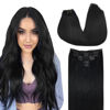 Picture of DOORES Human Hair Extensions Clip in, Jet Black 24 Inch 120g 7pcs, Remy Clip in Hair Extensions Real Hair Extensions Natural Straight Extensions Straight Hair