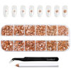 Picture of Beadsland Rhinestones for Makeup,8 Sizes 2500pcs Champagne Flatback Rhinestones Eye Gems for Nails Crafts with Tweezers and Wax Pencil,Light Peach,SS4-SS30