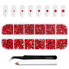 Picture of Beadsland Rhinestones for Makeup,8 sizes 2500pcs Light Red Flatback Rhinestones Face Gems for Nails Crafts with Tweezers and Wax Pencil,Light Siam,SS4-SS30