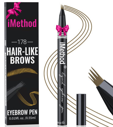 Picture of iMethod Eyebrow Pen - Eyebrow Pencil with Micro 4-Fork Tip, Microblading Eyebrow Pen for Natural Hair-Like Brows, Long-Lasting Eye Brow Pencils for Women, Smudge-proof, Brown