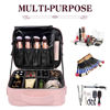 Picture of gzcz Makeup Bag Organizer 10.2'' Travel Makeup Train Case Cosmetic Brush Organizer Portable Artist Storage bag with Adjustable Dividers and shoulder strap for Make up Accessories (Cute Pink)