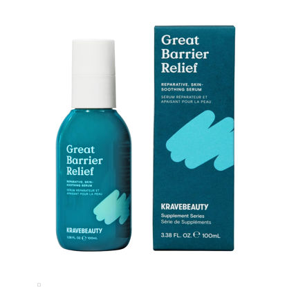Picture of KraveBeauty Jumbo Great Barrier Relief, Soothing Skin Barrier Repair Serum, Contains Tamanu Oil to Soothe and Calm Redness, For All Skin Types, Vegan & Cruelty Free, 3.38 fl oz