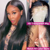 Picture of Hermosa HD Transparent 13x4 Lace Front Human Hair Wigs Pre Plucked with Baby Hair 12A 220% Density HD Straight HD Lace Front Wigs Human Hair for Women Natural Hairline Natural Color 22 inch