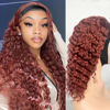 Picture of XSY #33B Reddish Brown Headband Wig Human Hair Deep Wave Headband Human Hair Wig Deep Curly None Lace Front Wigs Human Hair 24 inch