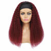 Picture of XSY 1b99J Burgundy Headband Wig Human Hair Deep Wave Red Wig Glueless Headband Wig Deep Wave None Lace Front Wigs Human Hair for Black Women 150% Density Wig Curly Hair 18 Inch