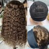 Picture of XSY Chocolate Brown Headband Wig Human Hair Deep Wave Wig Glueless None Lace Front Wigs for Black Women 150% Density 16 Inch
