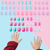 Picture of SIUSIO 120 Pcs 5 Pack Children Acrylic Fake Nails Press on Pre-glue Full Cover Glitter Gradient Color Rainbow Short False Nail Art Kits Set for Kids Little Girls - Multicolor Gradient Series