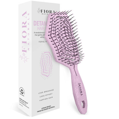 Picture of Fiora Naturals Hair Detangling Brush -100% Bio-Friendly Hair Detangler Brush w/Ultra-soft Bristles- Glide Through Tangles with Ease - For Curly, Fine, Women, Men, Kids, Toddlers, Wet and Dry Hair