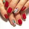 Picture of 24Pcs Xmas Red Press on Nails Short Square Fake Nails with Design Christmas Tree Full Cover Glossy Glue on Nails Glitter Red Christmas False Nails Winter Acrylic Nails for Women Girls Nail Decor