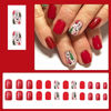 Picture of 24Pcs Xmas Red Press on Nails Short Square Fake Nails with Design Christmas Tree Full Cover Glossy Glue on Nails Glitter Red Christmas False Nails Winter Acrylic Nails for Women Girls Nail Decor
