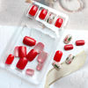 Picture of 24Pcs Xmas Red Press on Nails Short Square Fake Nails with Design Christmas Tree Full Cover Glossy Glue on Nails Glitter Red Christmas False Nails Winter Acrylic Nails for Women Girls Nail Decor