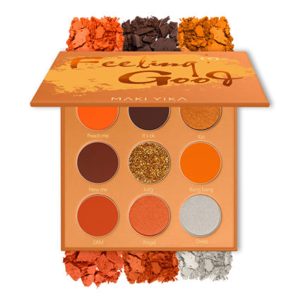 Picture of MAKI YIKA Orange Eyeshadow Palette Long Lasting, Orange Eye Shadow for Women, High Pigmented 9 Color Waterproof Orange Eye Makeup (#4 Orange)