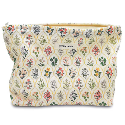 Picture of STARDW Aesthetic Makeup Bag Cosmetic Bags for Women and Girls, Large Capacity Canvas Travel Makeup Bag,Makeup Organizer Bag Zipper Pouch (Garden)