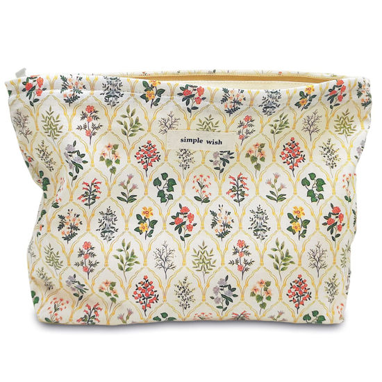 Picture of STARDW Aesthetic Makeup Bag Cosmetic Bags for Women and Girls, Large Capacity Canvas Travel Makeup Bag,Makeup Organizer Bag Zipper Pouch (Garden)