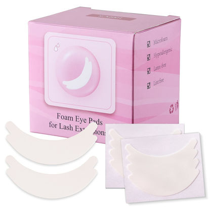 Picture of Pretty memory 100 Pairs Foam Eye Pads for Lash Extensions, Lint Free Hypoallergenic Sticky Lash Pads, Under Eye Pads for Eyelash Extensions, Eyelash Tech Supplies Must Haves, Latex Free