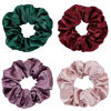 Picture of Silk Scrunchies for Girls and Women - Cute Hairties for Thick, Curl, or Fine Hair, No Crease Soft Hair Accessories, Ponytail Holders (Burgundy, Purple, Pink, Green)