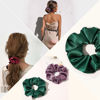 Picture of Silk Scrunchies for Girls and Women - Cute Hairties for Thick, Curl, or Fine Hair, No Crease Soft Hair Accessories, Ponytail Holders (Burgundy, Purple, Pink, Green)