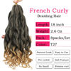 Picture of French Curly Braiding Hair 18 Inch 8 Packs - Pre Stretched Bouncy Braiding Hair- Loose Wavy Braiding Hair Synthetic Hair Extensions For Black Women (18 inch 8 packs 1B/27)