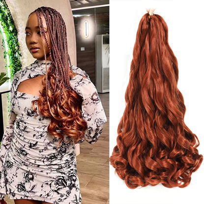 Picture of French Curly Braiding Hair 24 Inch - Pre Stretched Bouncy Braiding Hair- Loose Wavy Braiding Hair Synthetic Hair Extensions For Black Women (24 inch 2 Packs 350)