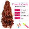 Picture of French Curly Braiding Hair 24 Inch - Pre Stretched Bouncy Braiding Hair- Loose Wavy Braiding Hair Synthetic Hair Extensions For Black Women (24 inch 2 Packs 350)