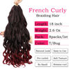 Picture of French Curly Braiding Hair 18 Inch 8 Packs - Pre Stretched Bouncy Braiding Hair- Loose Wavy Braiding Hair Synthetic Hair Extensions For Black Women (18 inch 8 packs 1B/Burgundy)