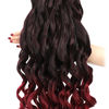 Picture of French Curly Braiding Hair 18 Inch 8 Packs - Pre Stretched Bouncy Braiding Hair- Loose Wavy Braiding Hair Synthetic Hair Extensions For Black Women (18 inch 8 packs 1B/Burgundy)