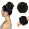 Picture of FESHFEN Messy Bun Hair Piece - Large Wavy Curly Elastic Hair Bun Scrunchies Ponytail Extensions Synthetic Chignon Hairpieces for Women, Darkest Brown 1.94oz